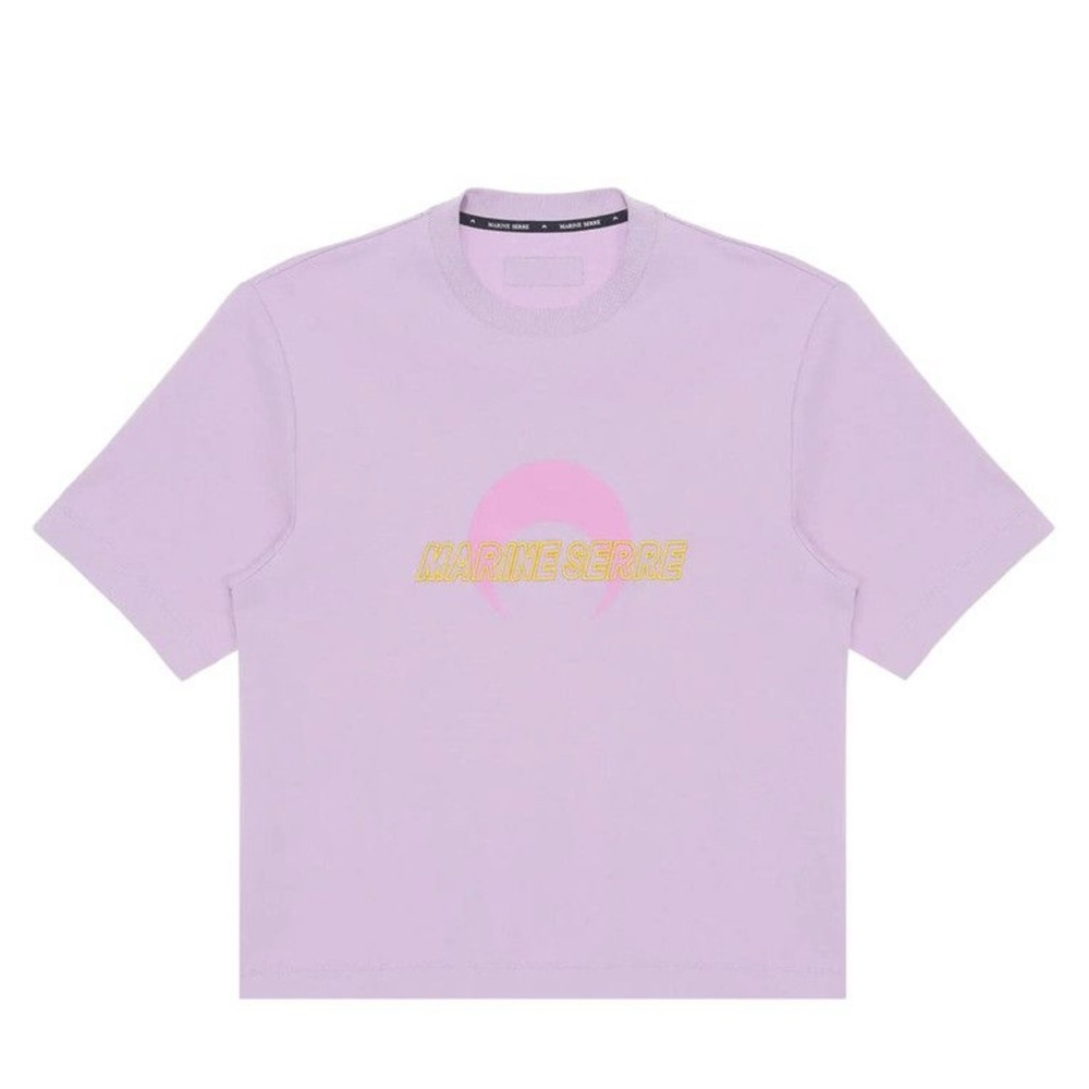 Marine Serre Pastel Purple Tee with Pink Logo